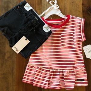Hudson Jeans Stripe Jersey Top and Shorts